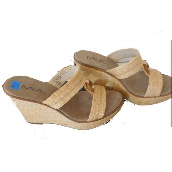 NEW  MIA   RAFFIA WEDGE PLATFORM SANDALS SIZE 7.5 - Picture 3 of 4